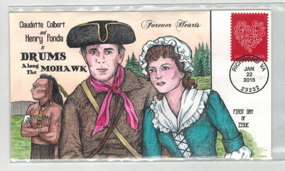 2015 COLLINS HANDPAINTED 4955 LOVE STAMP CLAUDETTE COLBERT & HENRY FONDA - Image 1 of 1