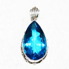 925 Sterling Silver Blue Topaz Necklace Handmade Birthstone Jewelry Gift For Her