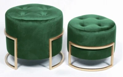 Premium OTM-L2-VELVET BU SETS OF 2 Ottomans-Emerald Green - image 1 of 4