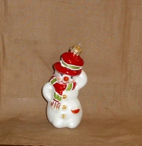 Schneemann Porzellan Look - Anhänger-Deko-neu-Krebs Glas, 16 cm Exklusivität pur - Bild 1 von 2