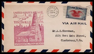 TITUSVILLE PENNSYLVANIA Cabina ESTADOS UNIDOS CUBIERTA DE CORREO AÉREO SELLO 1929 PM - Imagen 1 de 2