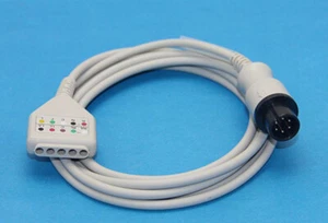 5-Leads DIN Style Normal ECG Trunk cable  Patient monitor ECG Cable AHA IEC 6Pin - Picture 1 of 3