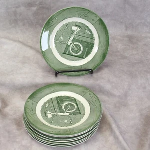 Royal Colonial Homestead Bread Plates 6-1/2" Lot of 8 Green - Picture 1 of 8