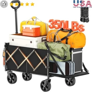 Faltbarer Faltbarer Wagen Schwerlast Allzweckwagen Outdoor Einkaufen Camping Neu - Bild 1 von 6