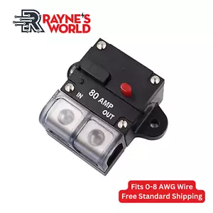 80 Amp 12-48V DC Inline Circuit Breaker with Dust Cover Car/Audio/Boat/Solar - Picture 1 of 7