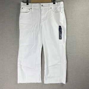 J Crew Jeans Womens 33 Petite White Denim Wide Leg Crop Stretch Raw Hem NWT - Picture 1 of 8