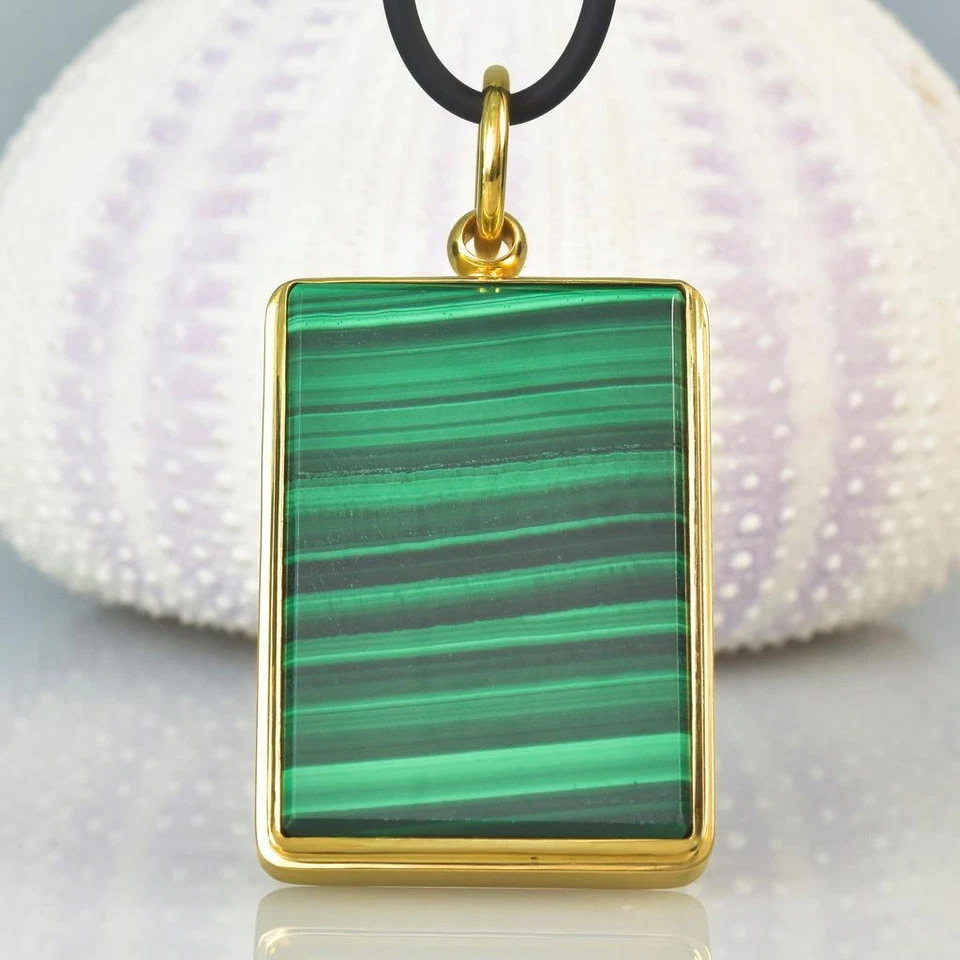 Colgante Oro 18K Vermeil Plata de Ley con Malaquita Rectangular 25,77 g Foto 1 de 4