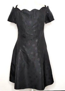 Vintage Czarna sukienka w kropki Rozmiar 9 Przegrzebowana Formalna z wyboru Marka - Zdjęcie 1 z 11
