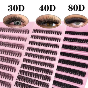 10Row Cluster Lashes Individual D Curl False Eyelashes Extension 8-16mm 30-100D✔ - Picture 1 of 23