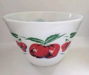 Vtg Fire-King Apples & Cherries 9.5" MIXING BOWL White Cherry Oven Ware #19 EUC - Picture 1 of 12