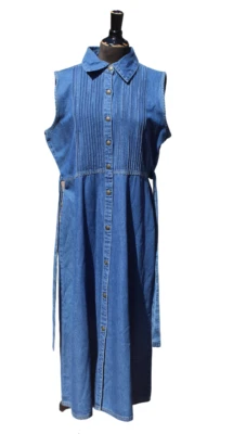 Cherokee Plus Size Dark Blue Denim Sleeveless Button Dress Jumper XL NWT - Image 1 of 3