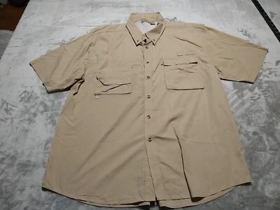 Rugged Earth Shirt Men XXL Khaki Beige Fishing Outdoor Vent Short Sleeve  - Image 1 of 4