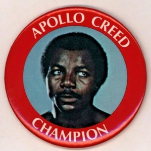1970s Apollo Creed Rocky Film Worn 4"  Pinback Button Movie Prop - Picture 1 of 1