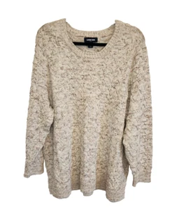 Lands End Drifter Womens Sweater Cable Knit Marled Ivory Beige Cotton Ivory 3X - Picture 1 of 7