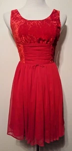 Free People Hot Red Crushed Velvet Chiffon Dress Sz 2 NWT! Cocktail Party  - Picture 1 of 8