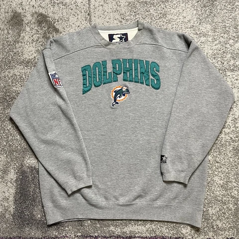 Vintage Starter NFL Miami Dolphins Football Crewneck Sweater Mens 2XL Cover