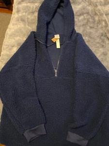 Victoria's Secret PINK Varsity Sherpa Half Zip Pullover Ensign Blue- Large - Bild 1 von 4