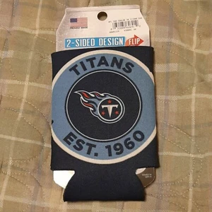 TENNESSEE TITANS KOOZIE CAN COOLER NEW DOUBLE SIDED FLAT - Picture 1 of 2