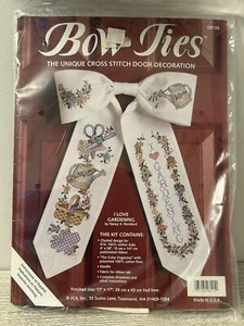 JCA #08125 Bow Ties Cross Stitch Door Decoration Kit "I LOVE GARDENING" open - Picture 1 of 2