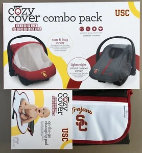 Lot of 2 USC TROJANS COZY COVER Combo Pack Sun/Bug & Lightweight + Changing Pad - Picture 1 of 12
