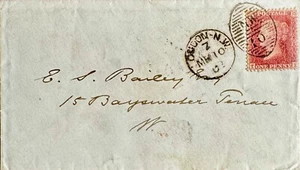 GB QV 1862 LOCAL LONDRES CUBIERTA PENIQUE ESTRELLA ROJA 'TL' CON FECHA 10 DE MARZO DE 1862!!! - Imagen 1 de 2