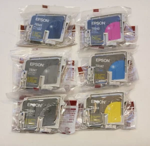 CARTUCCE INCHIOSTRO EPSON T0341 T0342 T0343 T0344 T0347 T0348 per STILO foto R2100 - Foto 1 di 7