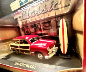 Ford Woody Station Wagon & Surfboard O Scale Road Champs 1:43 New In Box - Picture 1 of 6