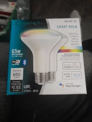 EcoSmart 65-Watt Smart Bluetooth Wi-Fi BR30 LED Light Bulb 2 Pack - Image 1 of 3