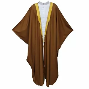 Men’s High Quality Long Sleeves Arabian Bisht Brown Cloak Arab Dress Thobe Is - Picture 1 of 4