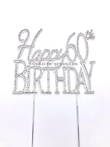 Diamante Diamante Estrás Pastel Pick Topper Feliz Cumpleaños 30, 40 50 60 70 80 - Imagen 1 de 13