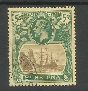 ST HELENA SG 110 THE 1927 PB 5/- GRIS Y VERDE/amarillo MUY FINO USADO C.£95 - Imagen 1 de 2