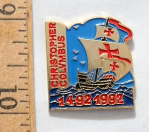 Christopher Columbus 500th Anniversary Pin Vintage Sail Boat - Picture 1 of 2