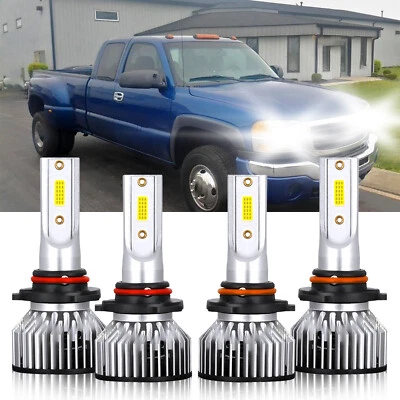 For GMC C3500HD 2001-2002 LED Headlight Bulb High Low Beam Kit White 9005+9006 - Image 1 of 4