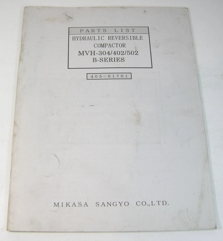 Compactador hidráulico Mikasa Sangyo MVH304 MVH402 MVH502 B Series manual de peças - Imagem 1 de 4
