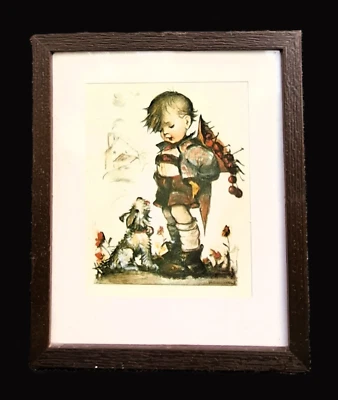 Hummel  "Junge mit Hund" Kunstdruck Ars edition Nr 138028 gerahmt 11,5x9,5 alt - Bild 1 von 4