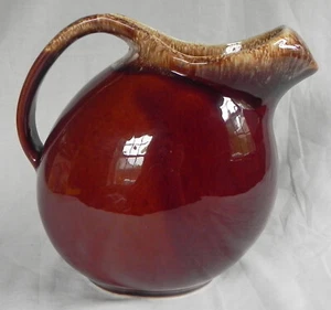 Hull Oven Proof "Brown Drip" Ball Pitcher, 64 oz, 7 1/2" Tall, Ice Lip, USA VG - Picture 1 of 15