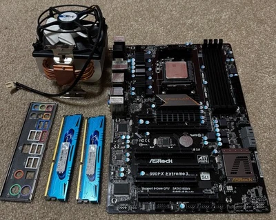 ASRock 990FX Extreme3, AM3/AM3+, Placa-mãe AMD, FX-8330, combo, G.Skill - Imagem 1 de 4