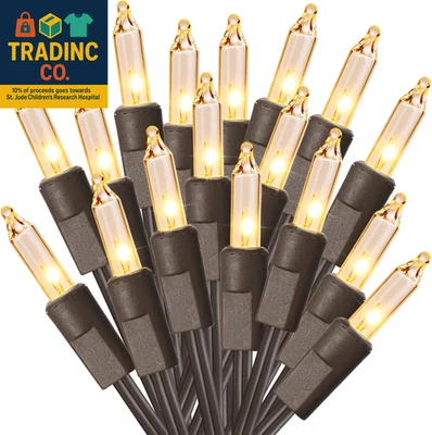 Clear Christmas Lights String, 21.63Ft 100 Count Incandescent Brown Wire String  - Image 1 of 4