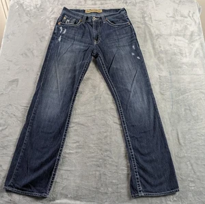 Big Star Jeans Men 32R Blue Pioneer Regular Boot Cut Distressed Embroidered READ - Picture 1 of 21