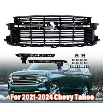 Grille For 2021 2022 2023 2024 Chevrolet Tahoe Chevy Suburban Black 84634392 - Image 1 of 4