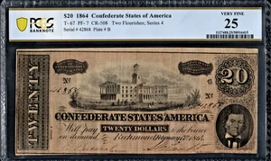 PCGS 25! 1864 CONFEDERATE STATES T-67 $20 NOTE - Picture 1 of 2