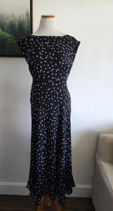 Vintage Chadwicks Womens Silk Y2K Leaf Print Maxi Dress Sz 12 Whimsigoth Church - Picture 1 of 8