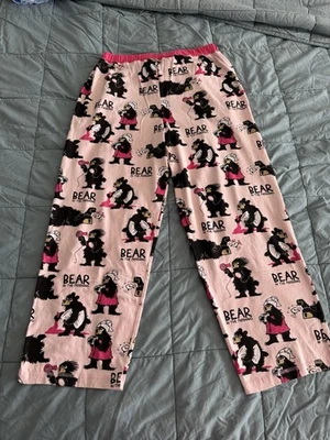 Women’s Alaska Lazy One Bear In The Morning Pajama Pants Sz L Pink New - Image 1 of 4