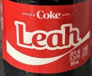 Share A Coke With Leah 2025 Edición Limitada Personalizada Botella de Coca-Cola - Imagen 1 de 4