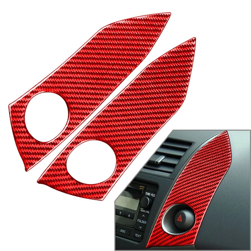 Carbon Fiber Emergency Warning Light Switch Cover Trim Fit Toyota RAV4 06-12 Red - Image 1 of 4