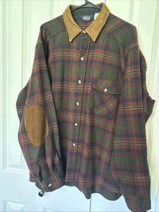 Toppe gomito vintage Woolrich lana pesante a quadri flanella scamosciata colletto XL - Foto 1 di 4