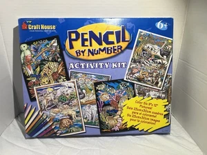 Craft House Pencil By Number Activity Kit New Sealed 6 Pictures 9”x12” No. 10127 - Picture 1 of 3