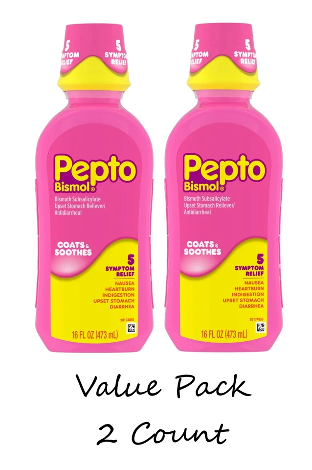 Pepto Bismol Liquid Fast Acting Upset Stomach & Diarrhea Relief 16 Oz 2 Pack - Image 1 of 1