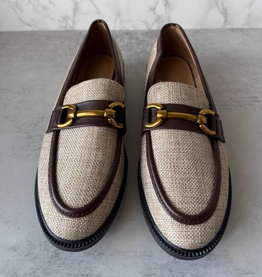 Mocasines Pedro Studio Jeanne Marrón Tostado Tono Dorado Hebilla Mujer’s Talla 41 Foto 1 de 4
