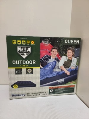 Bestway Flocked Queen Airbed Without Inflation Pump 80 x 60 x 8.5 Inch - Blue - Image 1 of 2